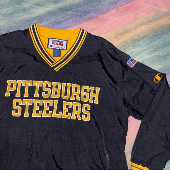 Vintage Champion NFL Pro Line Pittsburgh Steelers Pullover Wind Breaker size M - Picture 2 of 10